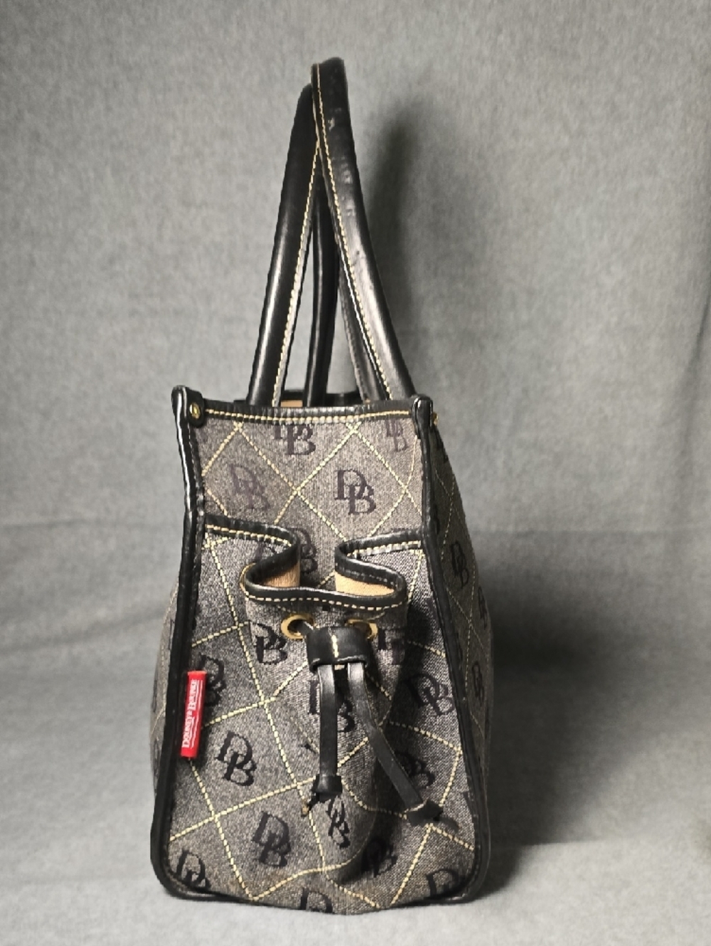 Dooney & Bourke Signature DB Black Canvas Leather Trim Shoulder Bag - Picture 5 of 16